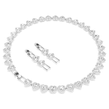 Ariana Grande x Swarovski Tennis 네크리스, 믹스 컷, 하트, 화이트, 로듐 플래팅 - Swarovski, 5720857