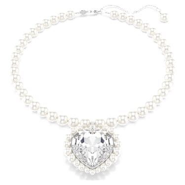 Ariana Grande x Swarovski ketting, Crystal Pearl, Heart-slijpvorm, Hart, Wit, Rodium toplaag - Swarovski, 5720858