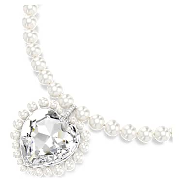 Ariana Grande x Swarovski ketting, Crystal Pearl, Heart-slijpvorm, Hart, Wit, Rodium toplaag - Swarovski, 5720858