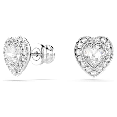 Ariana Grande x Swarovski 스터드 이어링, 믹스 컷, 하트, 화이트, 로듐 플래팅 - Swarovski, 5720859