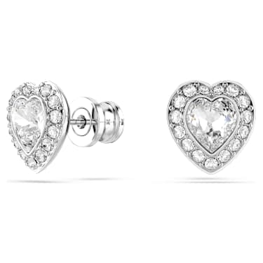 Ariana Grande x Swarovski 스터드 이어링, 믹스 컷, 하트, 화이트, 로듐 플래팅 - Swarovski, 5720859
