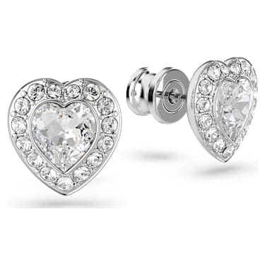 Ariana Grande x Swarovski 스터드 이어링, 믹스 컷, 하트, 화이트, 로듐 플래팅 - Swarovski, 5720859