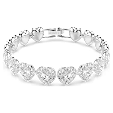 Ariana Grande x Swarovski Tennis bracelet, Mixed cuts, Heart, White, Rhodium plated - Swarovski, 5720860