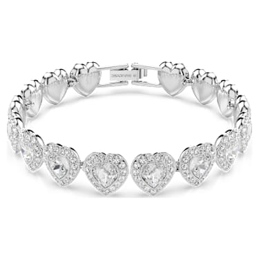 Ariana Grande x Swarovski Tennis bracelet, Mixed cuts, Heart, White, Rhodium plated - Swarovski, 5720860