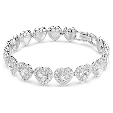 Ariana Grande x Swarovski Tennis bracelet, Mixed cuts, Heart, White, Rhodium plated - Swarovski, 5720860