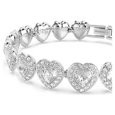 Ariana Grande x Swarovski Tennis bracelet, Mixed cuts, Heart, White, Rhodium plated - Swarovski, 5720860