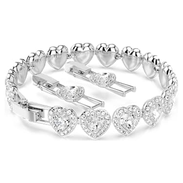 Ariana Grande x Swarovski Tennis bracelet, Mixed cuts, Heart, White, Rhodium plated - Swarovski, 5720860