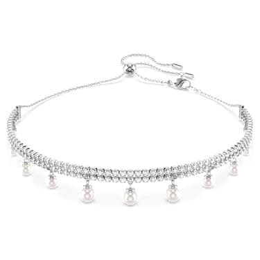 Girocollo Ariana Grande x Swarovski, Crystal Pearl, Taglio Round, Bianco, Placcato rodio - Swarovski, 5720865