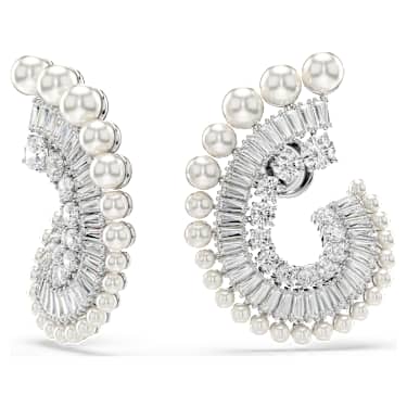 Ariana Grande x Swarovski 드롭 이어링, 크리스털 펄, 믹스 컷, 크리스털 펄, 화이트, 로듐 플래팅 - Swarovski, 5720869