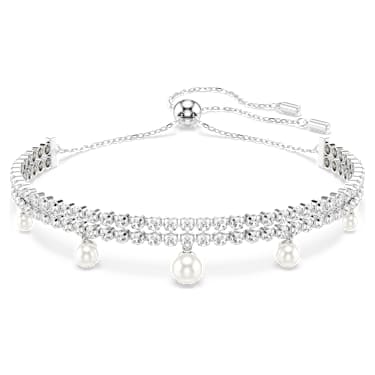 Ariana Grande x Swarovski bracelet, Crystal pearl, Round cut, White, Rhodium plated - Swarovski, 5720870