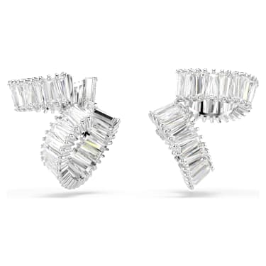 Ariana Grande x Swarovski ear cuffs, Baguette cut, White, Rhodium plated - Swarovski, 5720872