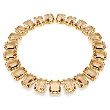 Millenia necklace, Oversized crystals, Octagon cut, Caramel, 18K gold finish - Swarovski, 5720911