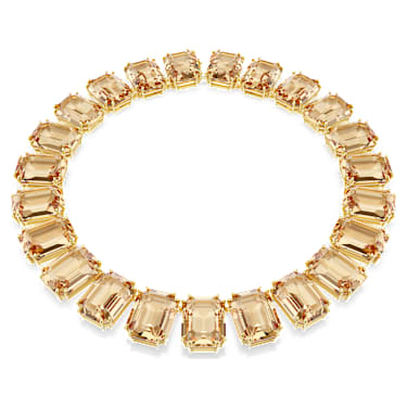 Collar Tennis Millenia, Cristales de gran tamaño, Talla octogonal, Caramelo, Baño tono oro - Swarovski, 5720911