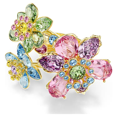 Idyllia 戒指, 混合式切割, 花朵, 彩色, 鍍金（金色飾面） - Swarovski, 5721579