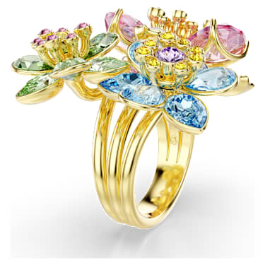 Idyllia 戒指, 混合式切割, 花朵, 彩色, 鍍金（金色飾面） - Swarovski, 5721579