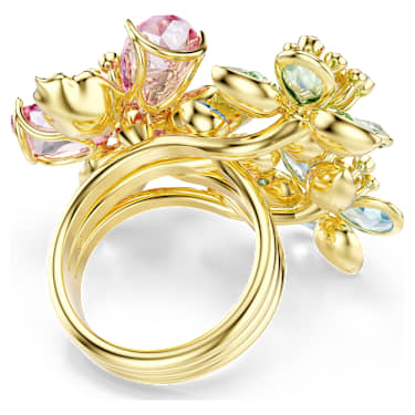 Idyllia 戒指, 混合式切割, 花朵, 彩色, 鍍金（金色飾面） - Swarovski, 5721579