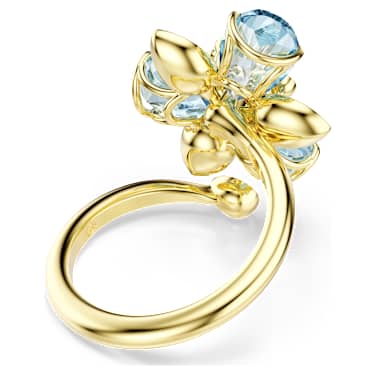 Otwarty pierścionek Idyllia, Szlify różnorodne, Kwiat, Niebieski, Wykończenie z 18-karatowego złota - Swarovski, 5721584