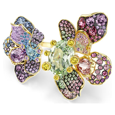 Idyllia Yüzük, Karışık kesimler, Pavé, Çiçek, Çok renkli, 18k altın rengi yüzey - Swarovski, 5721592