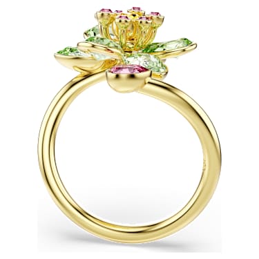 Odprt prstan Idyllia, Mešani rezi, Roža, Zelen, V videzu 18-karatnega zlata - Swarovski, 5721596