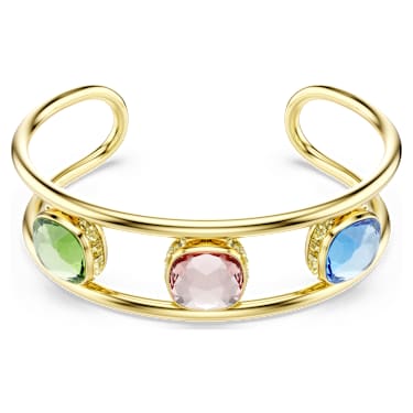 Bracciale rigido Chroma, Taglio Cushion, Multicolore, Finitura oro 18K - Swarovski, 5721649