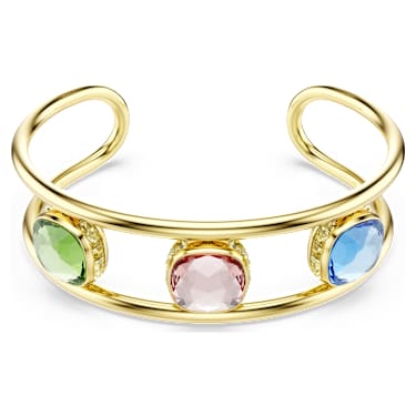 Bracciale rigido Chroma, Taglio Cushion, Multicolore, Finitura oro 18K - Swarovski, 5721649