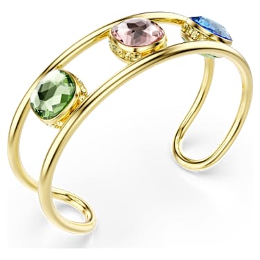 Bracciale rigido Chroma, Taglio Cushion, Multicolore, Finitura oro 18K - Swarovski, 5721649