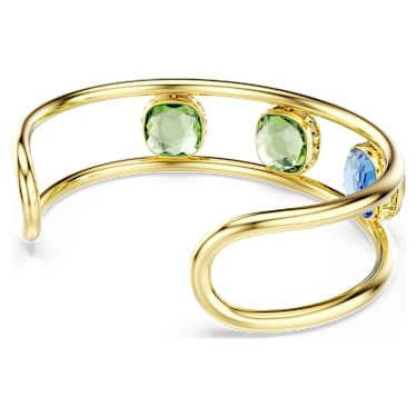Bracciale rigido Chroma, Taglio Cushion, Multicolore, Finitura oro 18K - Swarovski, 5721649
