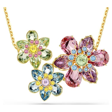 Pendente Idyllia, Taglio misto, Fiore, Multicolore, Placcato color oro - Swarovski, 5721668