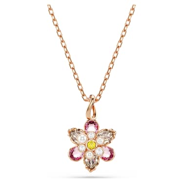 Idyllia 链坠, 混合切割, 花朵, 流光溢彩, 镀玫瑰金色调 - Swarovski, 5722102