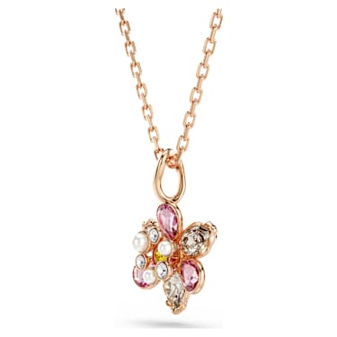 Idyllia 链坠, 混合切割, 花朵, 流光溢彩, 玫瑰金色饰面 - Swarovski, 5722102