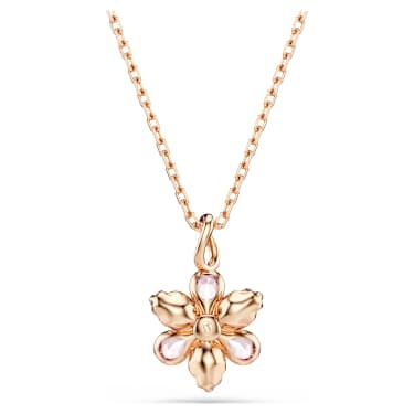 Idyllia 链坠, 混合切割, 花朵, 流光溢彩, 镀玫瑰金色调 - Swarovski, 5722102
