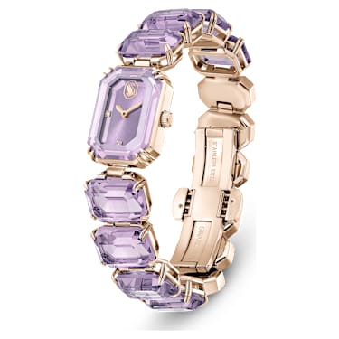 Montre, Bracelet taille octogonale, Violette, Finition champagne doré - Swarovski, 5722364