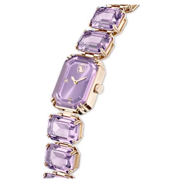 Montre, Bracelet taille octogonale, Violette, Finition champagne doré - Swarovski, 5722364