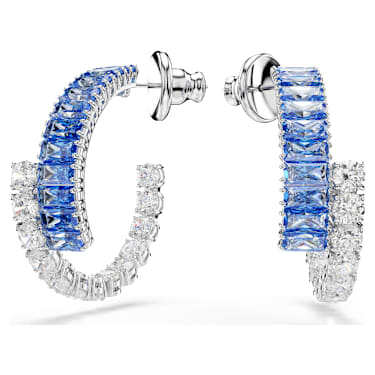 Kruhové náušnice Matrix, Různé výbrusy, Modrá, Pokoveno rhodiem - Swarovski, 5722459