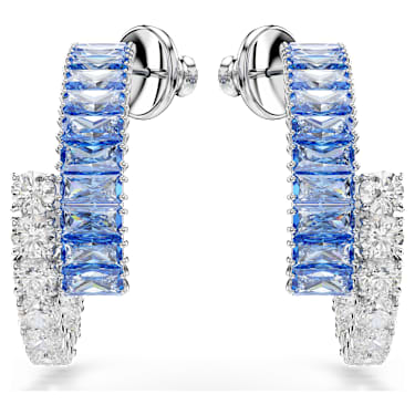 Kruhové náušnice Matrix, Různé výbrusy, Modrá, Pokoveno rhodiem - Swarovski, 5722459