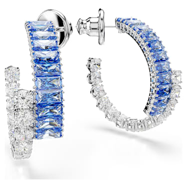 Kruhové náušnice Matrix, Různé výbrusy, Modrá, Pokoveno rhodiem - Swarovski, 5722459