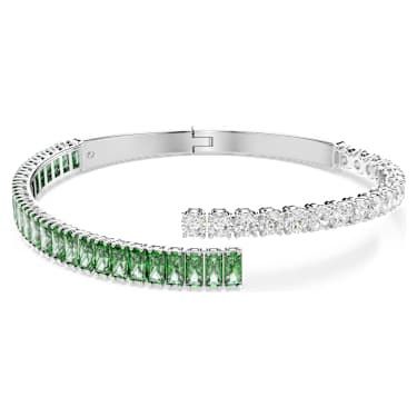 Matrix bangle, Mixed cuts, Green, Rhodium plated - Swarovski, 5722460