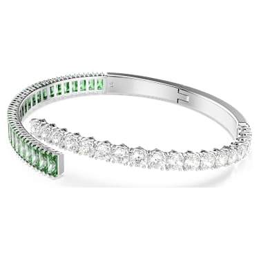 Matrix bangle, Mixed cuts, Green, Rhodium plated - Swarovski, 5722460