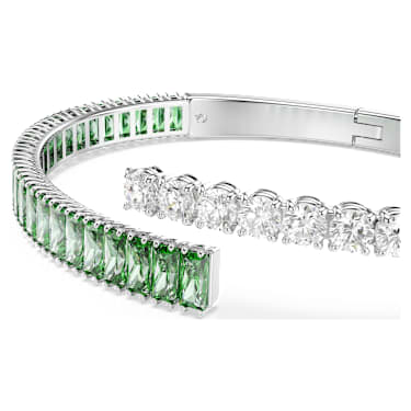 Matrix bangle, Mixed cuts, Green, Rhodium plated - Swarovski, 5722460