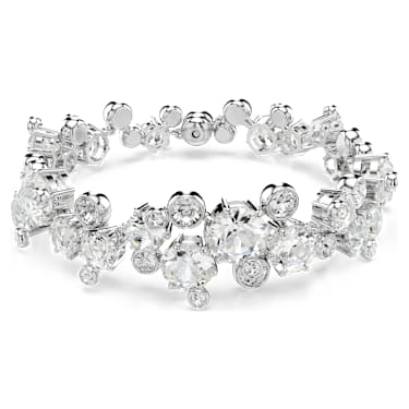 Náramek Constella, Různé výbrusy, Bílá, Pokoveno rhodiem - Swarovski, 5722469