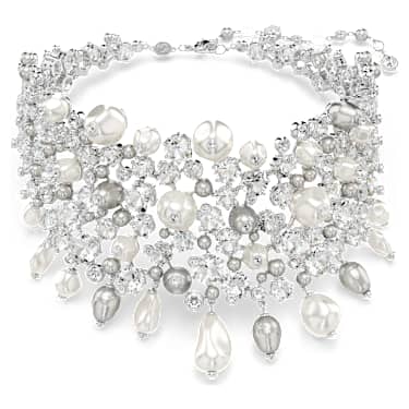 Ras-de-cou Constella, Perle de cristal, Taille ronde, Blanc, Métal rhodié - Swarovski, 5722471