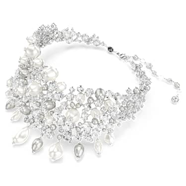 Constella choker, Crystal pearl, Round cut, White, Rhodium plated - Swarovski, 5722471