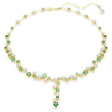 Constella Y字型ネックレス, ミックスカット, グリーン, 18Kゴールドコーティング - Swarovski, 5722474