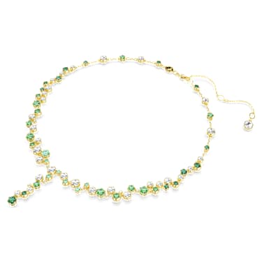 Constella Y necklace, Mixed cuts, Green, Gold-tone plated - Swarovski, 5722474