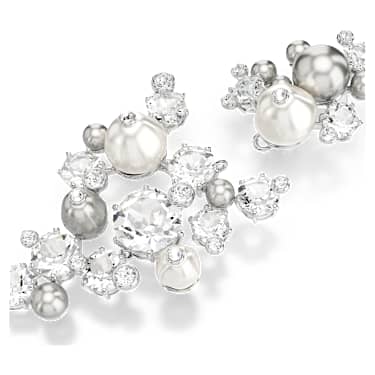 Constella oorbellen, Crystal Pearl, Ronde slijpvorm, Wit, Rodium toplaag - Swarovski, 5722498