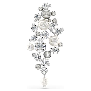 Constella 브로치, 크리스털 펄, 라운드 컷, 화이트, 로듐 플래팅 - Swarovski, 5722516