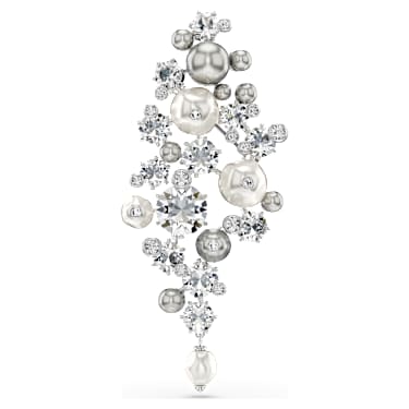 Broche Constella, Crystal Pearl, Lapidação redonda, Branca, Lacado