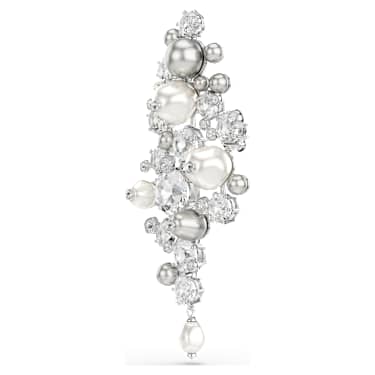 Constella 브로치, 크리스털 펄, 라운드 컷, 화이트, 로듐 플래팅 - Swarovski, 5722516