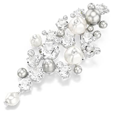 Constella 브로치, 크리스털 펄, 라운드 컷, 화이트, 로듐 플래팅 - Swarovski, 5722516