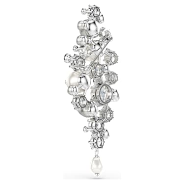 Constella 브로치, 크리스털 펄, 라운드 컷, 화이트, 로듐 플래팅 - Swarovski, 5722516